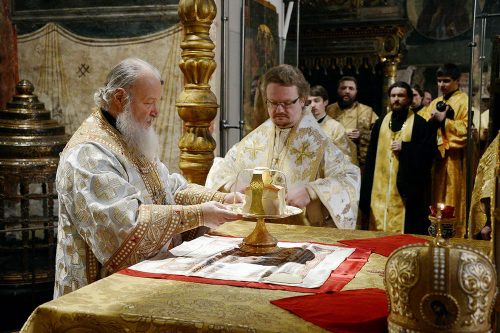 Праздник Собора Пресвятой Богородицы в Успенском соборе Московского Кремля
