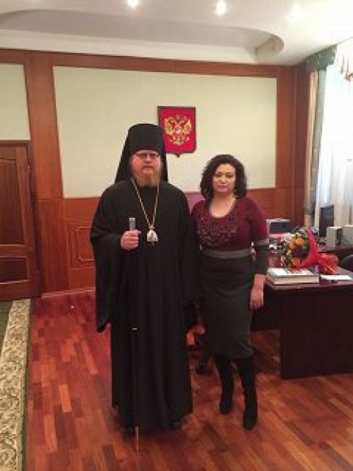 Епископ Подольский Тихон встретился с ректором РГСУ Л.В. Федякиной