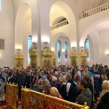 Епископ Одинцовский и Красногорский Фома совершил Божественную литургию в Георгиевском соборе города Одинцово
