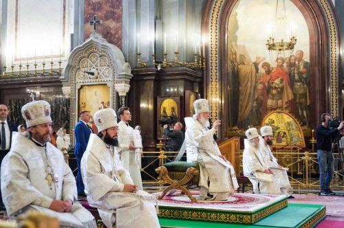 В праздник Преображения архиепископ Фома сослужил Патриарху Кириллу за Литургией в Храме Христа Спасителя
