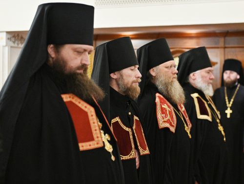 Епископ Фома сослужил Святейшему Патриарху при совершении чина наречения архимандрита Леонтия (Козлова) во епископа Сызранского и Шигонского