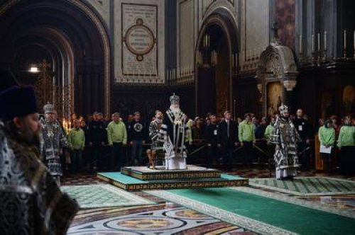 В Великую Среду Предстоятель Русской Церкви совершил Литургию в Храме Христа Спасителя в Москве