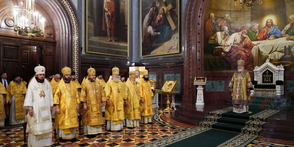 В Неделю Торжества Православия архиепископ Фома сослужил Патриарху Кириллу за Литургией в Храме Христа Спасителя