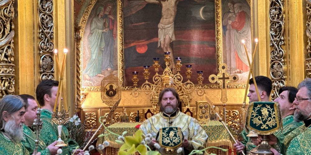 В праздник Входа Господня в Иерусалим архиепископ Фома совершил Литургию в Богоявленском соборе